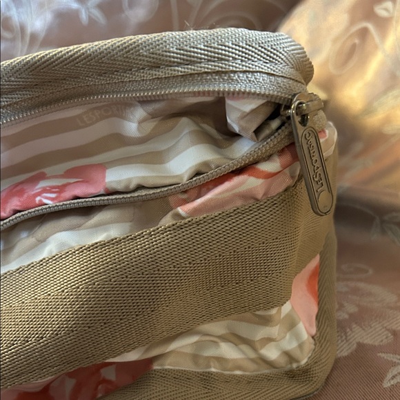 LeSportsac Rose Stripe Shoulder Bag - Tan and Pink - Picture 14 of 15